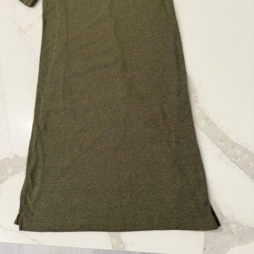 Madewell Ribbed Pocket Tee Midi Dress Women’s Small Kale/Olive Green Side Slits - Picture 5 of 14